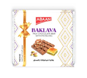 Abaan Baklava Milk Chocolate Bar with Pistachio 60g